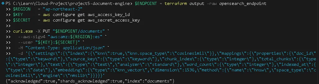 OpenSearch vector index confirmed